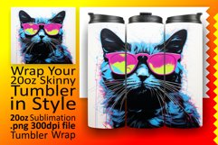 Whimsical Cat Illustration Tumbler Art Product Image 1