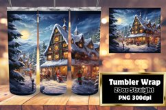 Snowy Village Bliss Tumbler Wrap PNG 20oz Product Image 1