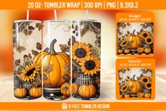 Pumpkin Tumbler Sublimation Wrap, 20 oz Fall Tumbler Wrap Product Image 1