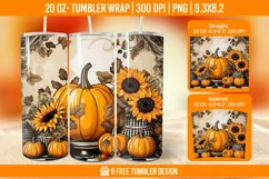 Pumpkin Tumbler Sublimation Wrap, 20 oz Fall Tumbler Wrap Product Image 1