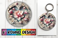 Unique Round Keychain Sublimation, 3D Heart Product Image 1