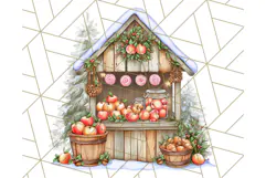 Cozy Christmas Market Stall Clipart PNG, Holiday Art Png Product Image 4