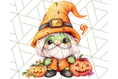 Spooky Cute Halloween Gnome PNG Clipart, Witch Ghost Bat Product Image 4