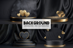 Luxury Black Gold Heart Podium Background Product Image 1
