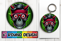 Playful Keychain Circle PNG Design, Skull Product Image 1