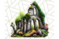Halloween Buildings Clipart PNG, Haunted Houses Art Product Image 4