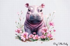 Watercolor Spring Floral Animal Clipart PNG Product Image 1