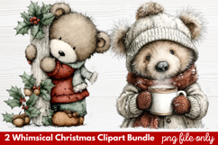 2 Whimsical Christmas Clipart | Cute Festive Holiday PNG Product Image 1