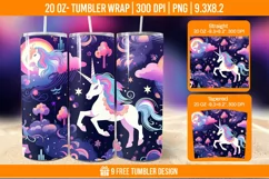 Unicorn Milkyway Tumbler Wrap Designs, Sublimation Wrap Product Image 1