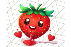 Strawberry Fruit PNG Clipart, Adorable Kawaii Characters Png Product Image 4