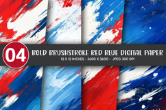 Bold Brushstroke Red Blue Digital Paper Product Image 1