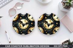 Haunted Bats Car Coaster Sublimation| Halloween Coaster PNG Product Image 1