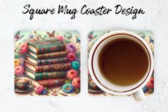 Florals Books Mug coaster | Coaster | Sublimation Design Product Image 1