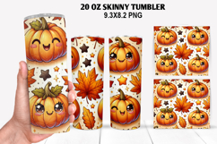 Pumpkin Skinny Tumbler 20oz Wrap Design, Halloween Tumbler Product Image 1