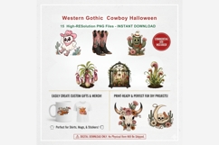 Western Gothic Cowboy Halloween Clipart | Spooky Western PNG Product Image 7