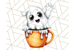 Ghost Café PNG Clipart, Cute Ghost Baristas Halloween Treats Product Image 4