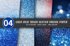 Light Blue Silver Glitter Digital Paper Product Image 1