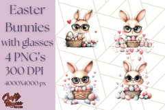 Cute Easter Bunny PNG, Spring Rabbit with Glasses Clipart Product Image 1