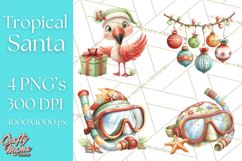 Tropical Santa Clipart Beach Christmas Clip Art Holiday PNG Product Image 1