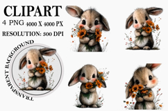 Whimsical Sunflower Animals Clipart Watercolor PNG Product Image 1