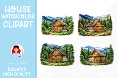 4 Cozy Watercolor House Clipart Product Image 1