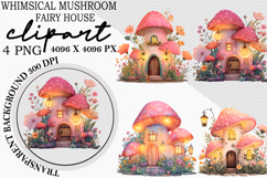 Whimsical Mushroom Fairy House Clipart Product Image 1