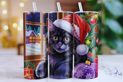 Merry Christmas Cat Tumbler Wrap | Christmas Wrap Product Image 1