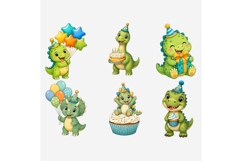 Dino Birthday Clipart PNG, 12 Cute Dinosaur Birthday Designs Product Image 5