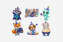 Outer Space Birthday Clipart Bundle | 13 PNG Files, Cute Product Image 5