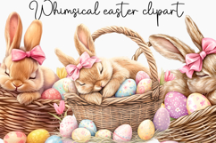 Whimsical Bunny Easter Clipart, Watercolor Easter Bunny PNG Product Image 1