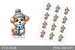 Cute Dog Sticker Design. Winter Dog Sticker Printable Product Image 1