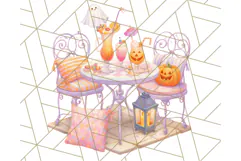 Pastel Halloween Town PNG Clipart, Spooky Shops & Homes Png Product Image 4