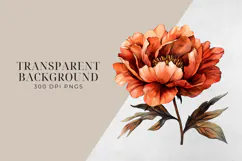 Watercolor Terracotta Flowers Clipart, PNG. Product Image 2