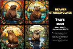 Beaver Stained Glass Square Coaster - 04 Variations Product Image 1