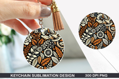 Flower Keychain Sublimation - Autumn Keychain PNG Design Product Image 1