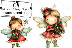 Christmas Whimsical Fairy Clipart Watercolor PNG Product Image 1