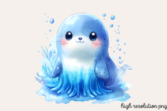 Pastel Cute Mermaid Watercolor Clipart PNG Product Image 1