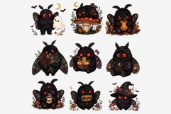 Cute Mothman PNG Clipart Bundle, Halloween Cryptid Graphics Product Image 6