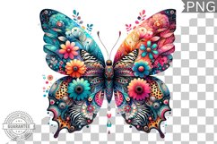 Vibrant Floral Butterfly Sublimation - Clipart PNG Design Product Image 1