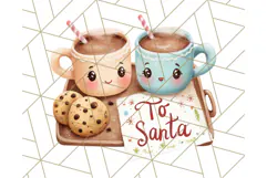 Santa’s Pajama Day Clipart, Cute Christmas Bedtime PNG Product Image 4
