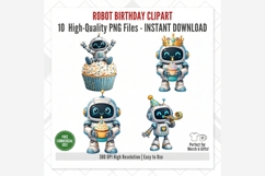 Robot Birthday Clipart | 10 PNG Files | Cute Robot Party Product Image 5