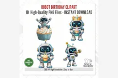 Robot Birthday Clipart | 10 PNG Files | Cute Robot Party Product Image 5