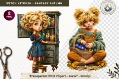 Autumnal Witch Kitchen Clipart cozy Fall PNG sublimation Product Image 1