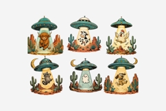 UFO Animal Abduction Clipart Bundle | Funny Retro Alien PNG Product Image 5