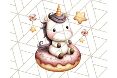 Cute Dessert Unicorn PNG Clipart with Cupcakes & Candies Product Image 4