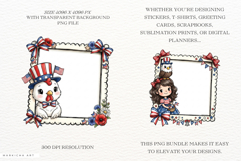 Animals &amp; Girl Patriotic Frames Clipart Product Image 2