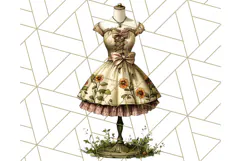 Couture Floral Dress Form PNG Clipart, Vintage Style Flowers Product Image 4