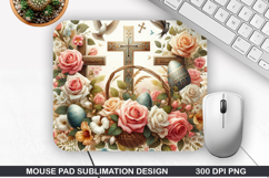 Flowers Mouse Pad Sublimation, Spring Mouse Pad PNG Design Product Image 1
