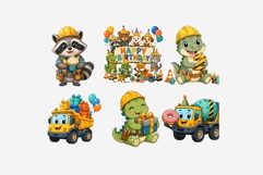 Construction Animals Birthday Clipart Bundle | 14 PNG Files Product Image 5