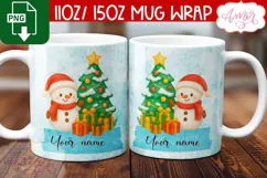Custom Christmas mug wrap PNG, Cute Snowman png template Product Image 2